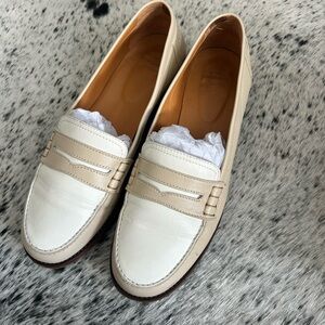Sezane Cream and Tan Loafers
